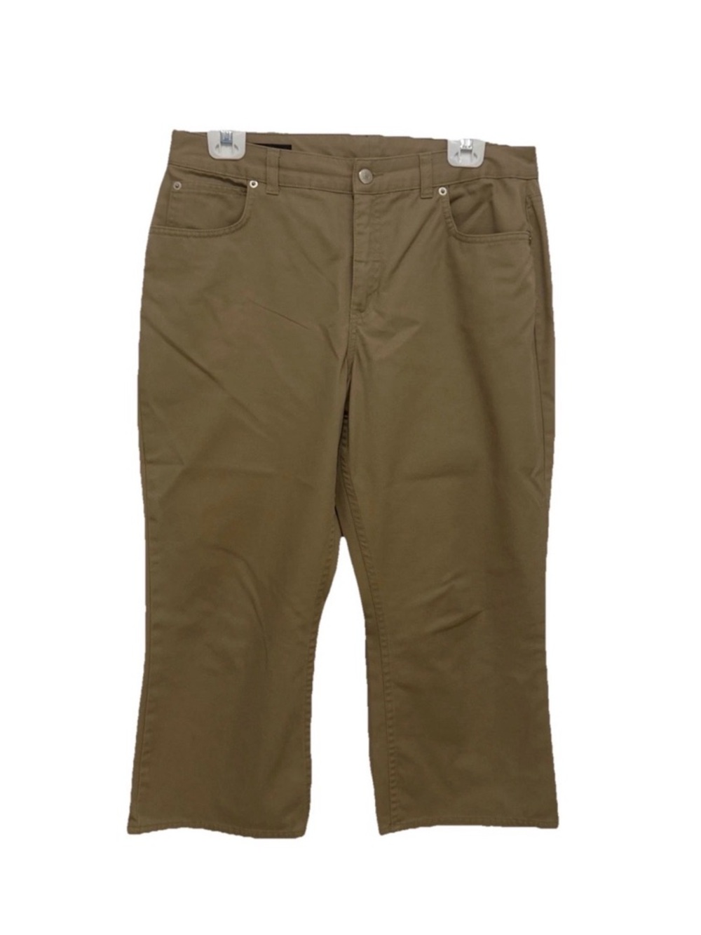 Lands End Womens Khaki Crop Wide-Leg Pants 12 Petite